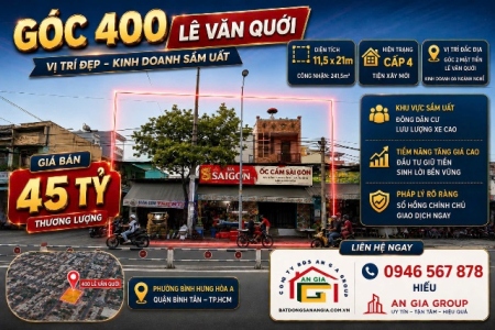 Bán nhà góc 400 đường lê văn quới DT 11,5x21 đúc 1 tấm bán LH 0946567878 Hiểu