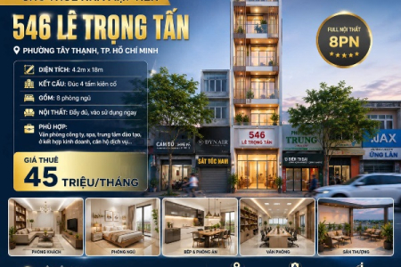 Cho Thuê Nhà Mặt Tiền 546 Lê Trọng Tấn – 8PN Full Nội Thất Giá 45 Triệu