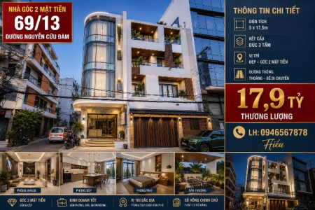 Bán căn góc hẻm 69/13 đường nguyễn cửu đàm DT 5x17,5 đúc 1 trệt 3 lầu LH 0946567878 Hiểu