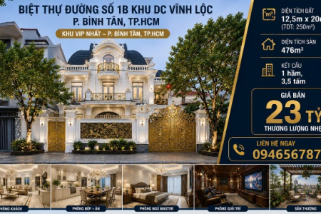 Bán biệt thự đường 1B, phường bình tân DT 12,5x20 đúc 3,5 tấm LH 0946567878 Hiểu