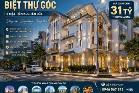 BIỆT THỰ GÓC 2 MẶT TIỀN KDC TÊN LỬA LH 0946567878 HIỂU