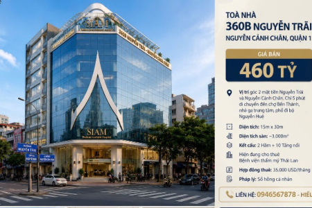 Bán tòa nhà 360B đường nguyễn trãi DT 15x30 đúc 1 hầm 10 tầng LH 0946567878 Hiểu