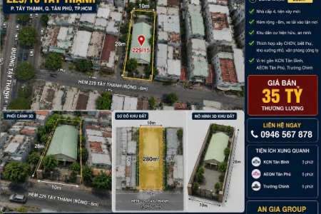 Nhà Cấp 4 Hẻm 229 Tây Thạnh, Quận Tân Phú – 280m² – Hẻm Xe Tải