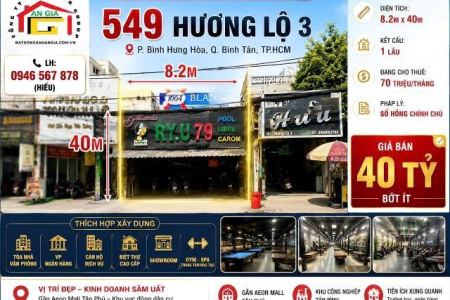 Bán Nhà MTKD Hương Lộ 3 Bình Tân – DT 8.2x40m – Phù Hợp Xây Toà Nhà VP