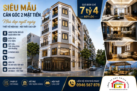 Bán Nhà Góc 2 Mặt Tiền Mã Lò Bình Tân – 4x13m, 5PN, 4 Tầng, Giá 7.4 Tỷ