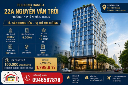 Bán Building Hạng A Nguyễn Văn Trỗi Phú Nhuận | 2 Hầm 15 Tầng | DT 930m² | Giá 1,799 Tỷ