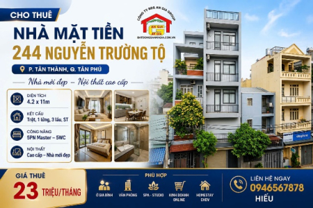Cho Thuê Nhà Mặt Tiền 244 Nguyễn Trường Tộ, Tân Phú – 5PN Nội Thất Cao Cấp
